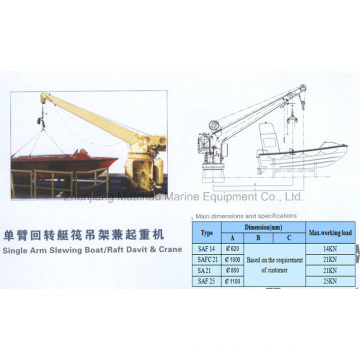 Single Arm Slewing Boat/Raft Davit/Launching Appliance&Crane